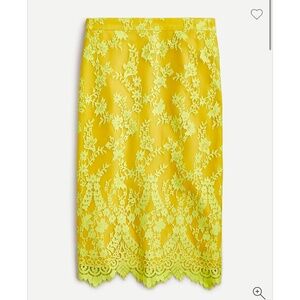 J. CREW EUC Chantilly Lace Pencil Skirt in Bright Kiwi Size 10